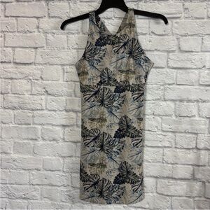 Kyodan Outdoor Leaves Drift Dress Womens XS Beige Green Athleisure Sporty Casual